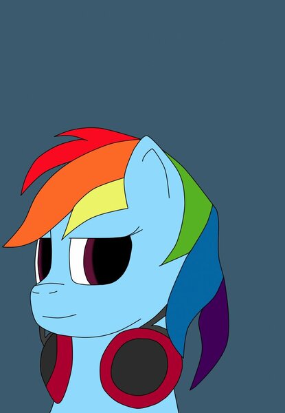 Size: 885x1280 | Tagged: safe, artist:crescentpony, derpibooru import, rainbow dash, pegasus, pony, female, headphones, mare, simple background, solo