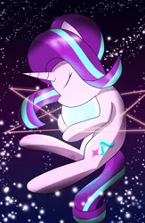 Size: 1024x1570 | Tagged: safe, artist:nicxchy, derpibooru import, starlight glimmer, pony, unicorn, eyes closed, floating, orb, solo