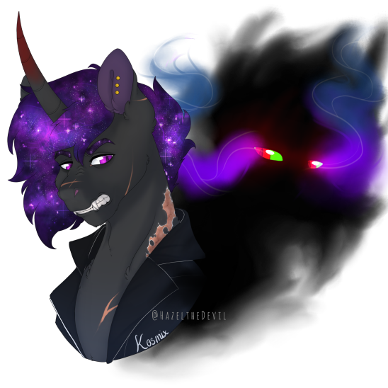 Size: 548x548 | Tagged: alicorn, artist:hazelthedevil, derpibooru import, oc, oc:kosmix, offspring, parent:king sombra, parent:princess luna, parents:lumbra, safe, scar, shadow, simple background, solo, transparent background