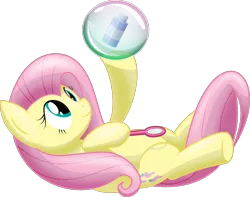 Size: 1670x1315 | Tagged: safe, artist:bladedragoon7575, derpibooru import, fluttershy, pegasus, pony, bubble solution, bubble wand, cute, female, looking up, mare, simple background, smiling, soap bottle, soap bubble, solo, transparent background, vector