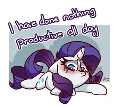 Size: 1500x1327 | Tagged: safe, artist:lou, derpibooru import, rarity, pony, unicorn, crying, cute, drama queen, female, i have done nothing productive all day, lying down, makeup, marshmelodrama, mascara, mascarity, meme, raribetes, rarity being rarity, running makeup, simple background, solo
