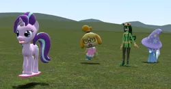 Size: 1919x999 | Tagged: 3d, animal crossing, derpibooru import, gmod, isabelle, my hero academia, safe, solo, starlight glimmer, trixie, tsuyu asui