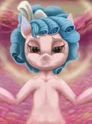 Size: 1000x1350 | Tagged: artist:faeth, bow, cozy glow, cozy glow is not amused, derpibooru import, female, filly, foal, freckles, hair bow, looking at you, safe, solo