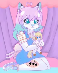 Size: 768x960 | Tagged: source needed, safe, artist:cokkieh mars, derpibooru import, oc, oc:bambi, oc:warhawk, pony, child, furry, toy