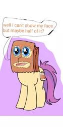 Size: 1080x2160 | Tagged: safe, artist:calebtyink, artist:paperbagpony, derpibooru import, oc, oc:paper bag, earth pony, pony, cursed image, draw me my new face, exploitable meme, holes, meme, paper bag