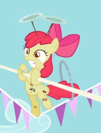 Size: 335x443 | Tagged: apple bloom, balancing, bipedal, cropped, cutie pox, derpibooru import, loop-de-hoop, safe, screencap, solo, spinning plates, the cutie pox