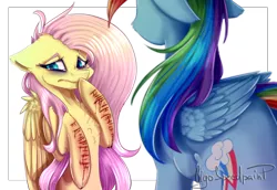 Size: 2576x1776 | Tagged: grimdark, artist:gigo-speedpaint, derpibooru import, fluttershy, rainbow dash, pegasus, pony, backwards cutie mark, bipedal, blood, cutting, depression, female, injured, mare, self harm, self harm scars, teary eyes