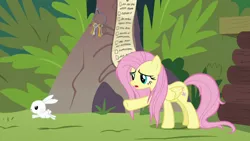 Size: 1920x1080 | Tagged: safe, derpibooru import, screencap, angel bunny, fluttershy, pegasus, pony, rabbit, she talks to angel, animal, checklist, female, key, key ring, male, mare, messy mane