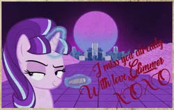 Size: 1913x1218 | Tagged: safe, artist:n', derpibooru import, starlight glimmer, pony, unicorn, cigar, solo, text, vaporwave