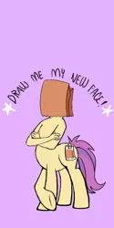 Size: 1080x2160 | Tagged: safe, artist:calebtyink, artist:paperbagpony, derpibooru import, oc, oc:paper bag, centaur, earth pony, pony, base, draw me my new face, exploitable meme, female, mare, meme, ponytaur, template, you can't tell in that ponytaur with a bag on it's head