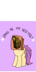 Size: 1080x2160 | Tagged: safe, artist:calebtyink, artist:paperbagpony, derpibooru import, oc, oc:paper bag, earth pony, pony, bendy and the ink machine, draw me my new face, exploitable meme, female, flashlight (object), meme, paper bag