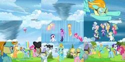 Size: 1936x968 | Tagged: safe, derpibooru import, edit, edited screencap, screencap, applejack, bulk biceps, cloudchaser, fluttershy, lightning dust, pinkie pie, rainbow dash, rarity, thunderlane, twilight sparkle, earth pony, pegasus, pony, unicorn, wonderbolts academy, clothes, comic, dragonball z abridged, falling, goku, hot air balloon, mass effect, paragon, renegade, renegade for life, rescue, scolding, screencap comic, son goku, tornado, unicorn twilight, uniform, vegeta, wonderbolt trainee uniform