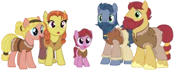 Size: 10350x4190 | Tagged: safe, artist:andoanimalia, derpibooru import, jorunn, sigrid, unnamed character, unnamed pony, earth pony, pony, campfire tales, absurd resolution, background pony, beard, braid, braided beard, clothes, colt, facial hair, female, foal, male, mare, moustache, simple background, stallion, transparent background, vector