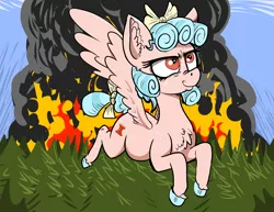 Size: 4328x3348 | Tagged: artist:paskanaakka, chest fluff, colored hooves, cozy glow, derpibooru import, ear fluff, evil, female, filly, fire, forest, high res, nose wrinkle, pegasus, pure concentrated unfiltered evil of the utmost potency, pure unfiltered evil, safe, solo, some mares just want to hear them everyone/everypony scream for no reason, some mares just want to watch the world burn, unshorn fetlocks