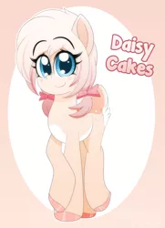 Size: 2600x3600 | Tagged: artist:aarondrawsarts, bow, cloven hooves, deer, deer oc, deer pony, derpibooru import, freckles, hair bow, looking at you, oc, oc:daisy cakes, original species, safe, solo, unofficial characters only