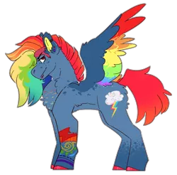 Size: 1280x1262 | Tagged: safe, artist:badflxwer, derpibooru import, rainbow dash, pegasus, pony, alternate design, colored wings, female, hooves, mare, multicolored wings, rainbow wings, simple background, solo, spread wings, transparent background, wings