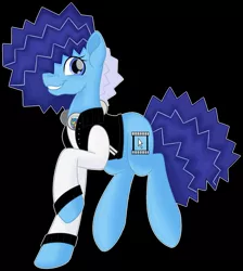 Size: 1834x2048 | Tagged: safe, artist:missmele-madness, derpibooru import, oc, oc:brushie brusha, earth pony, pony, 80s, 80s hair, blue mane, clothes, cute, cutie mark, ears, full body, happy, headphones, jacket, smiley face, smiling, vector