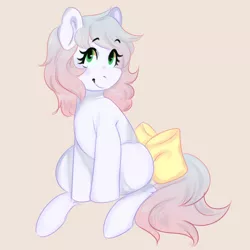 Size: 3000x3000 | Tagged: safe, artist:poofindi, derpibooru import, oc, oc:minty, unofficial characters only, pony, unicorn, bow, female, gradient mane, mare, sitting, smiling, solo, tail bow