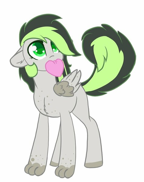 Size: 788x996 | Tagged: safe, artist:noxi1_48, derpibooru import, oc, oc:bree jetpaw, unofficial characters only, dog, dog pony, hybrid, pegasus, pony, commission, cute, daaaaaaaaaaaw, happy, heart, looking up, mouth hold, ocbetes, pegasus oc, simple background, solo, white background, wings, your character here