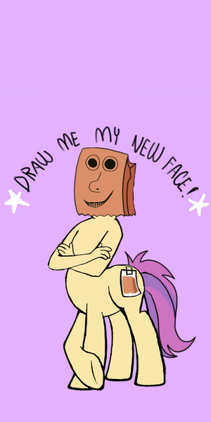 Size: 1080x2160 | Tagged: safe, artist:calebtyink, artist:paperbagpony, derpibooru import, oc, oc:paper bag, centaur, earth pony, pony, draw me my new face, exploitable meme, meme, ponytaur