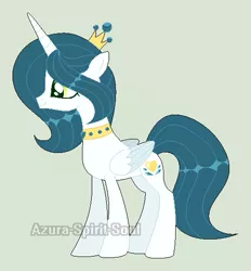 Size: 501x539 | Tagged: safe, artist:azura-spirit-soul, artist:selenaede, derpibooru import, queen chrysalis, ponified, alicorn, pony, alicornified, alternate hairstyle, alternate universe, base used, choker, crown, female, gray background, jewelry, mare, purified chrysalis, race swap, redesign, regalia, simple background, solo, species swap, watermark