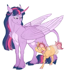 Size: 2713x3013 | Tagged: safe, artist:gigason, derpibooru import, twilight sparkle, twilight sparkle (alicorn), oc, alicorn, pony, adopted offspring, amputee, colt, curved horn, high res, horn, male, parent:twilight sparkle, simple background, transparent background