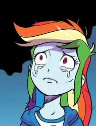 Size: 647x853 | Tagged: safe, artist:pencils, derpibooru import, idw, rainbow dash, equestria girls, spoiler:comic, spoiler:comicequestriagirlsmarchradness, cropped, crying