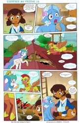 Size: 5484x8437 | Tagged: safe, artist:jeremy3, derpibooru import, princess celestia, trixie, oc, oc:miss becky, alicorn, earth pony, pegasus, pony, unicorn, comic:everfree, comic:everfree my friend, cast, comic, crying, guard, royal guard, school, sling, teary eyes