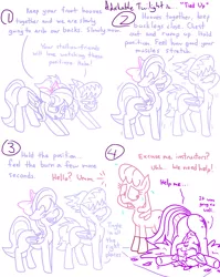Size: 4779x6013 | Tagged: safe, artist:adorkabletwilightandfriends, derpibooru import, berry punch, berryshine, cloudchaser, flitter, twilight sparkle, twilight sparkle (alicorn), alicorn, earth pony, pegasus, pony, comic:adorkable twilight and friends, adorkable, adorkable twilight, arched back, ass up, bend over, bending, bow, butt, clothes, comic, concerned, confident, contorted, cute, dimples, dimples of venus, dork, downward dog, exercise, hot yoga, humor, innuendo, plot, pose, poses, rec center, slice of life, socks, stretch, stretching, sweat, workout, yoga
