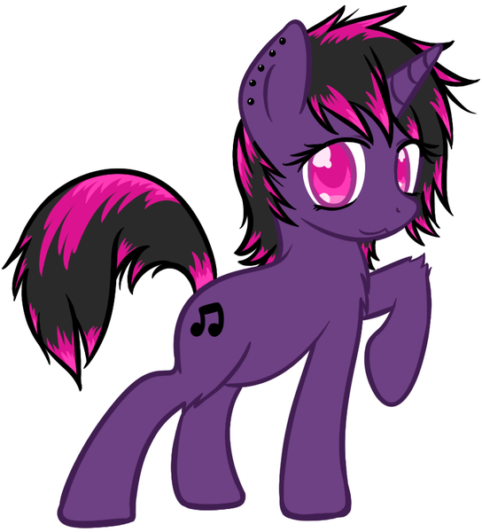 Size: 776x856 | Tagged: safe, artist:homumu, derpibooru import, oc, unofficial characters only, pony, unicorn, horn, messy mane, music notes, raised hoof, simple background, solo, unicorn oc, white background