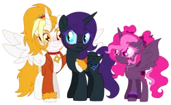 Size: 923x570 | Tagged: safe, artist:unoriginai, derpibooru import, oc, oc:dyx, oc:nyx, oc:syx, unofficial characters only, alicorn, alicorn oc, cute, female, filly, horn, incest, lesbian, magical lesbian spawn, my head is full of, nyxdyx, oc x oc, offspring, parent:oc:dyx, parent:oc:nyx, parents:nyxdyx, parents:oc x oc, product of incest, shipping, simple background, transparent background, wings, xk-class end-of-the-world scenario