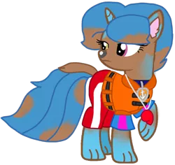 Size: 1124x1061 | Tagged: alternate universe, artist:徐詩珮, base used, character to character, clothes, derpibooru import, lifeguard, lifeguard spring rain, lifejacket, male to female, paw patrol, rule 63, safe, series:sprglitemplight diary, series:sprglitemplight life jacket days, series:springshadowdrops diary, series:springshadowdrops life jacket days, simple background, spring rain, spring rain is not amused, transformation, transgender transformation, transparent background, unamused, zuma (paw patrol)