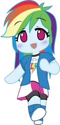 Size: 1024x2109 | Tagged: safe, artist:adammasterart, derpibooru import, rainbow dash, equestria girls, chibi, crossover, cute, dashabetes, female, idolmaster, meme, mio honda, no pupils, open mouth, simple background, solo, step!, transparent background