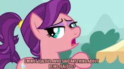 Size: 1280x720 | Tagged: safe, derpibooru import, edit, edited screencap, editor:jaredking203, screencap, spoiled rich, earth pony, pony, where the apple lies, caption, eyeshadow, female, image macro, jealous, makeup, mare, meme, spoiled milk, text, younger