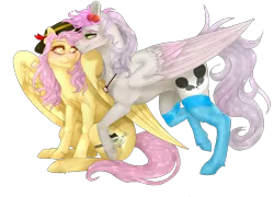 Size: 2500x1800 | Tagged: safe, artist:copshop, derpibooru import, oc, oc:mistsuki, oc:pandita, unofficial characters only, pegasus, pony, clothes, female, mare, simple background, socks, transparent background