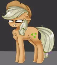 Size: 689x795 | Tagged: safe, artist:clairedaartiste444, derpibooru import, mean applejack, earth pony, pony, the mean 6, chest fluff, clone, evil grin, grin, smiling, solo