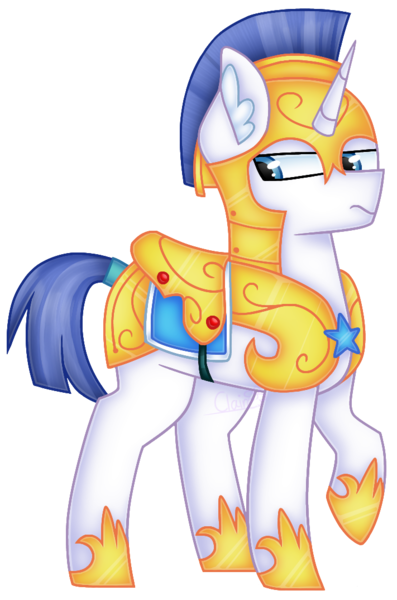 Size: 711x1074 | Tagged: safe, artist:clairedaartiste444, derpibooru import, pony, unicorn, armor, male, one hoof raised, royal guard, simple background, solo, stallion, transparent background