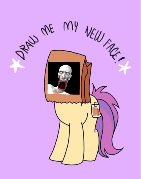 Artist Paperbagpony Derpibooru Import Draw Me My New Face Earth Pony Earth Pony Oc Edit Exploitable Meme Meme Oc Oc Paper Bag Pony Scp Scp 096 Scp Foundation Semi Grimdark This Will End In