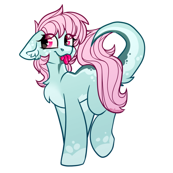 Size: 2000x2000 | Tagged: safe, artist:spoopygander, derpibooru import, oc, oc:scoops, unofficial characters only, monster pony, original species, pony, tatzlpony, cute, female, freckles, heart eyes, mare, markings, simple background, smiling, solo, tongue out, transparent background, wingding eyes