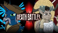 Size: 1280x720 | Tagged: safe, derpibooru import, oc, oc:dainn, oc:jack silver, anthro, unicorn, caribou, death battle, exploitable meme, hat, meme, pirate, pirate hat