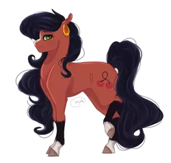 Size: 1316x1254 | Tagged: source needed, safe, artist:inyah, derpibooru import, oc, oc:cherry, unofficial characters only, earth pony, pony, ear piercing, earring, female, jewelry, mare, piercing, simple background, solo, transparent background