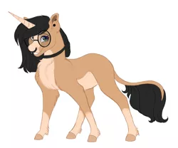 Size: 1800x1500 | Tagged: safe, artist:uunicornicc, derpibooru import, oc, oc:ashleigh, unofficial characters only, pony, unicorn, chest fluff, ear piercing, female, glasses, leonine tail, mare, nose piercing, nose ring, piercing, simple background, solo, white background