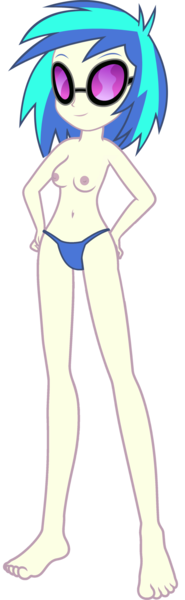 Size: 1489x4827 | Tagged: questionable, artist:dirty mike, artist:salemcat, derpibooru import, edit, editor:slayerbvc, vector edit, vinyl scratch, equestria girls, barefoot, belly button, blue underwear, breasts, clothes, feet, female, hand on hip, nipples, nudity, panties, partial nudity, partial nudity edit, simple background, solo, solo female, thong, topless, transparent background, underwear, vector