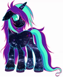 Size: 1056x1280 | Tagged: safe, alternate version, artist:homumu, derpibooru import, oc, oc:andromeda, unofficial characters only, pony, unicorn, female, hair over one eye, horn, mare, messy mane, simple background, solo, unicorn oc, unshorn fetlocks, white background