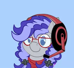 Size: 1300x1200 | Tagged: safe, artist:inkynotebook, derpibooru import, oc, oc:cinnabyte, unofficial characters only, earth pony, pony, adorkable, bandana, commission, cute, dork, earth pony oc, female, gaming headset, glasses, headset, icon, mare, ych result, your character here