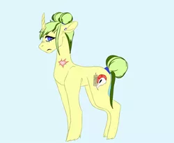 Size: 1024x844 | Tagged: safe, artist:hawklesscorruption, derpibooru import, oc, oc:medaille d'or, pony, unicorn, ear piercing, earring, female, hair bun, jewelry, magical gay spawn, mare, offspring, parent:big macintosh, parent:rockhoof, parents:rockmac, piercing, scar, solo, tail bun