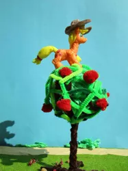 Size: 774x1033 | Tagged: safe, alternate version, artist:malte279, derpibooru import, applejack, apple, apple tree, climbing, craft, food, hat, sculpture, starch foam, tree