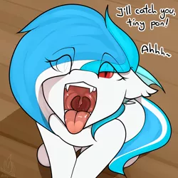 Size: 3000x3000 | Tagged: suggestive, artist:detpoot, derpibooru import, oc, oc:snowflake, unofficial characters only, bat pony, bat pony oc, bat wings, dialogue, drool, drool string, esophagus, fangs, female, fetish, gullet, heterochromia, imminent vore, mare, mawshot, open mouth, oral invitation, red eyes, salivating, slimy, taste buds, tongue out, uvula, wings