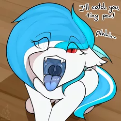Size: 3000x3000 | Tagged: suggestive, alternate version, artist:detpoot, derpibooru import, oc, oc:snowflake, unofficial characters only, bat pony, bat pony oc, bat wings, blue insides, dialogue, fangs, female, fetish, imminent vore, mare, mawshot, open mouth, red eyes, tongue out, wings
