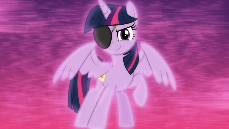 Size: 1600x900 | Tagged: safe, artist:jhayarr23, artist:sailortrekkie92, derpibooru import, twilight sparkle, twilight sparkle (alicorn), alicorn, pony, friendship university, disguise, eyepatch, eyepatch (disguise), female, mare, palindrome get, solo, wallpaper, wings